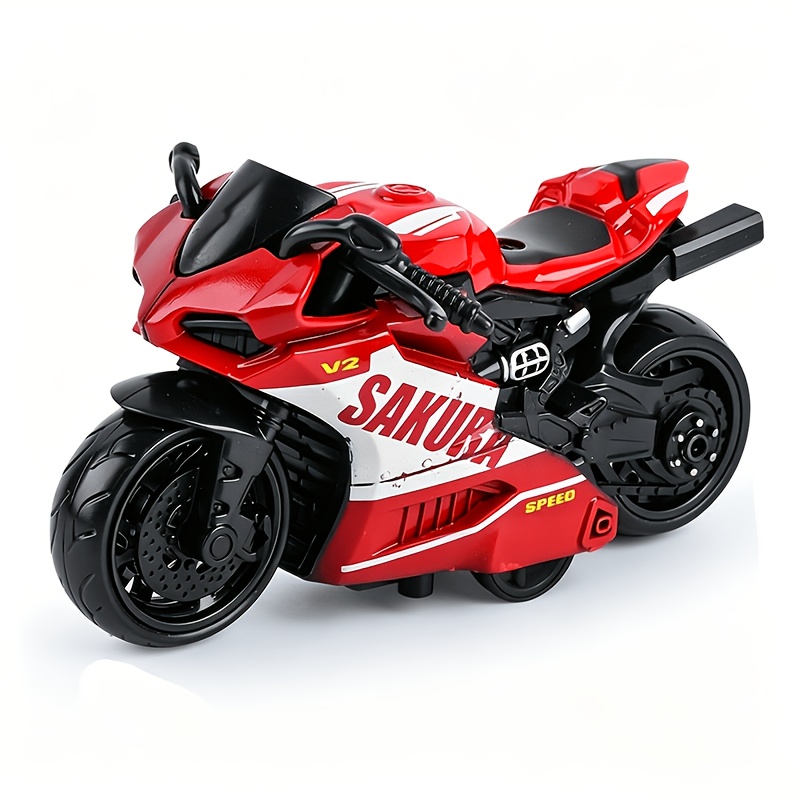 1pc Cool Alloy Pull-back Motorcycle Toy, Simulation Motorcycle Racing Model, Powerful Pull-back Car, Thick Wheel Anti-fall Wear-resistant Alloy Motorcycle Model