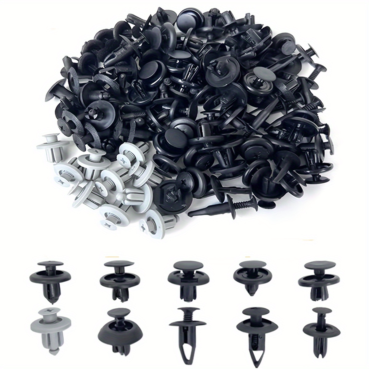 TEMU 100pcs Assorted Auto Fastener Clips Kit, Plastic Rivets For Car Trunk, Bumper, Fender - Universal Fit Automotive Push Pin Rivet Set