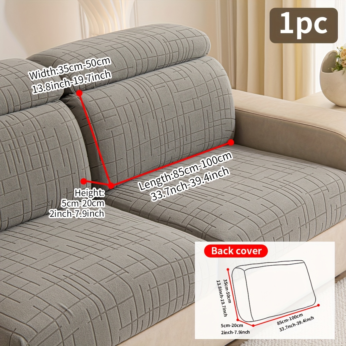 TEMU 1pc Geometric Texture Sofa Cover, Elastic Split Seat Sofa Cover, Cushion Cover, Suitable For Daily Home Decor, Pet-friendly, Coffee, Blue, Gray,