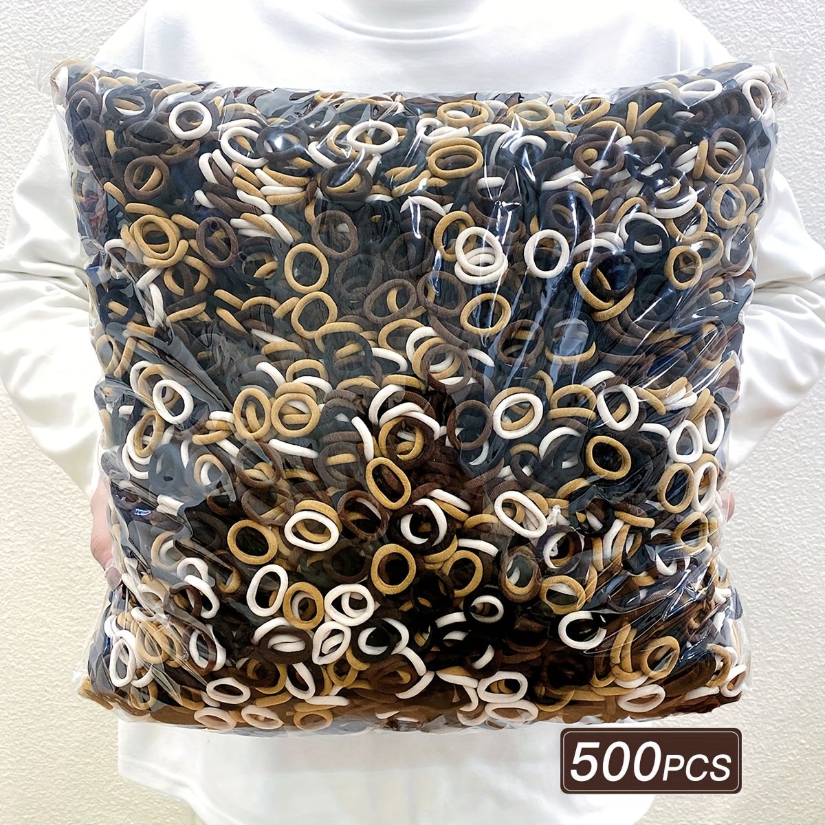 TEMU 500pcs Women's Hair Tie Set, Elastic, Suitable For Ponytails And Braids, Easy And Versatile, Casual Use