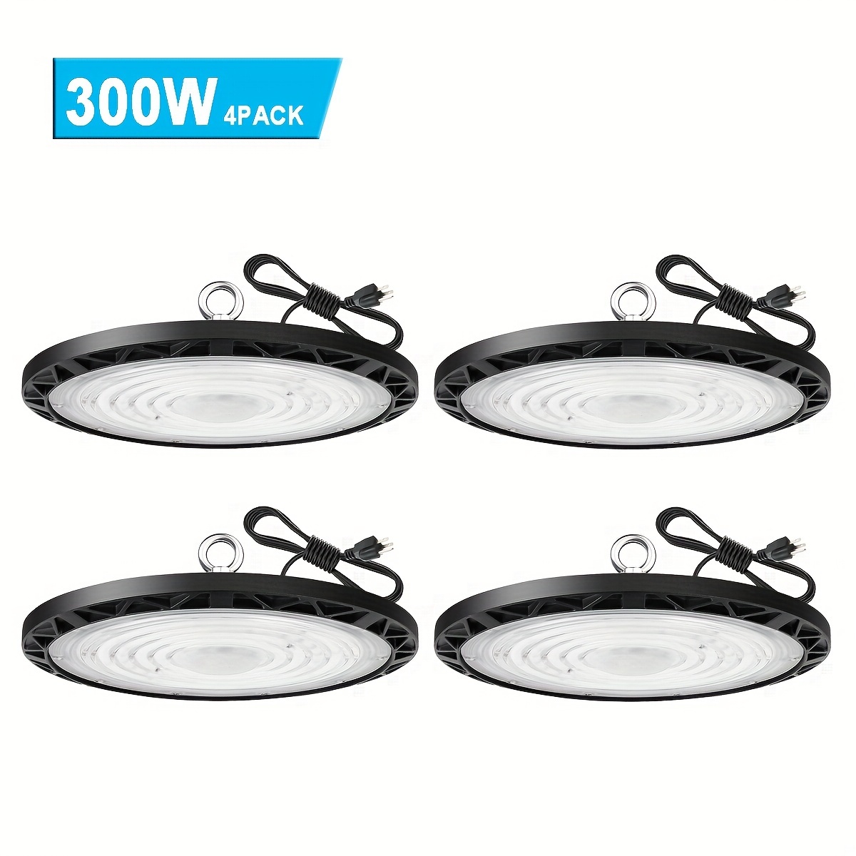 

4pcs 300w Ufo Led High 90-277v 300 Commercial Industrial Warehouse Workshop Garage Shop Factory Office Lighting Fixtures Cold White 6000k