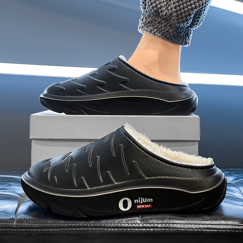 Chaussons d'hiver en peluche robustes pour hommes et femmes avec semelle de haute qualité et semelle épaisse - Tout-terrain intérieur/extérieur, antidérapants - Conçus pour la neige et la glace - Bottines chaudes unisexes