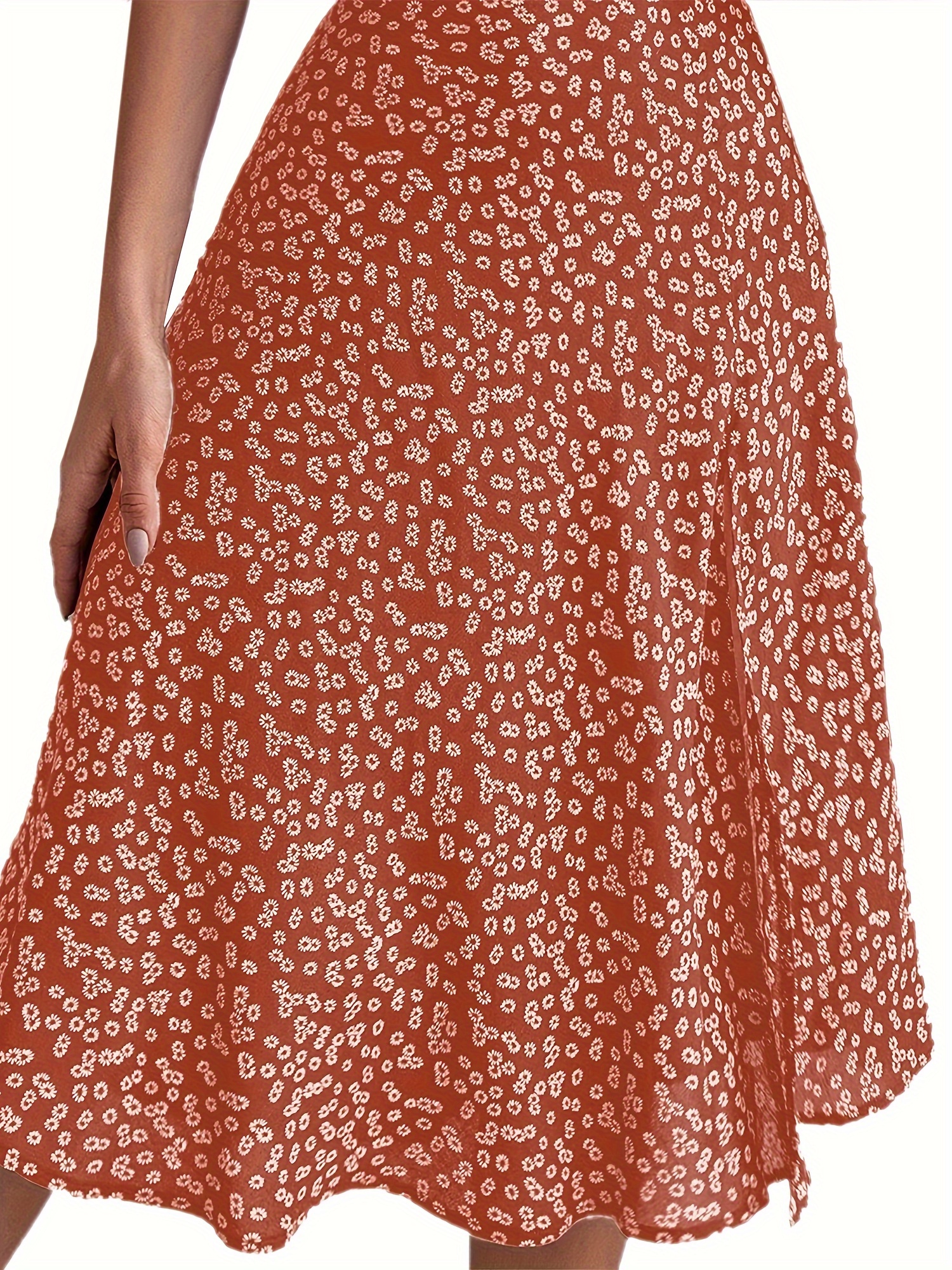 womens bohemian floral print a line midi skirt high waist Temu