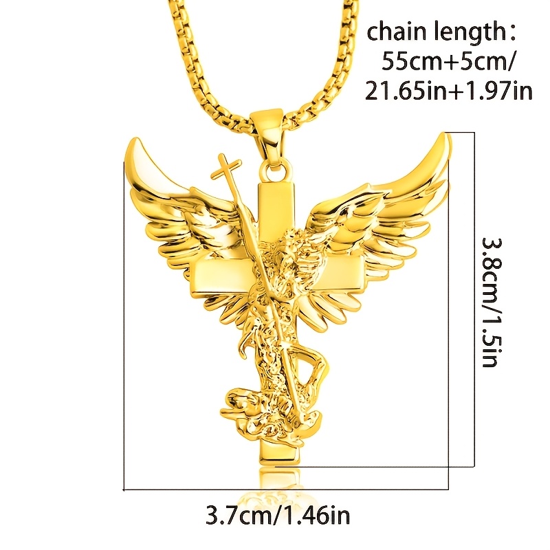 Image of 925 Silver 18k Gold Plated Men's Necklace Cross Necklace Hypoallergenic Everyday Versatile Low-key Christmas Valentine's Day Holiday Gift Exquisite Gift Box Packaging Local Warehouse