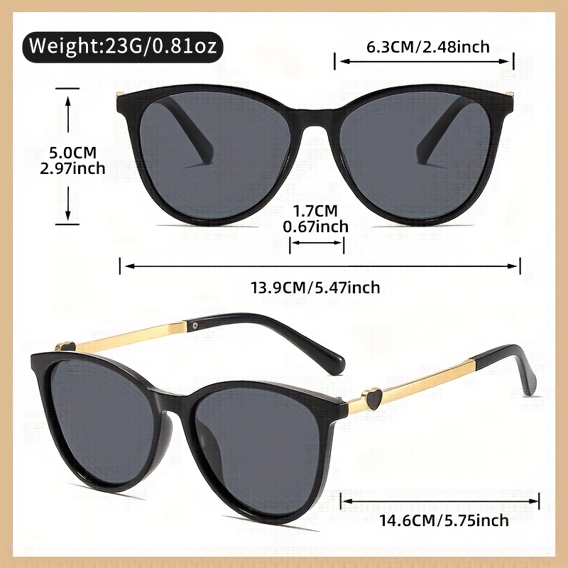 OYALIE Women's Retro Cat Eye Fashion Glasses, Trendy Design with Love embellished Metal Legs, Suitable for Daily Wear and Party Use