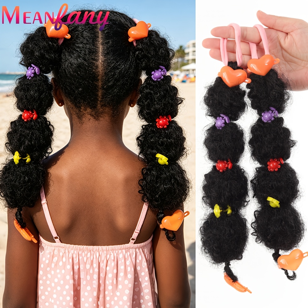 TEMU 2pcs Synthetic Afro Puff Ponytail Extensions -12 Inch Lightweight Hairpieces, For Women Everyday, Parties, Photoshoots Use - Easy To Style Hair