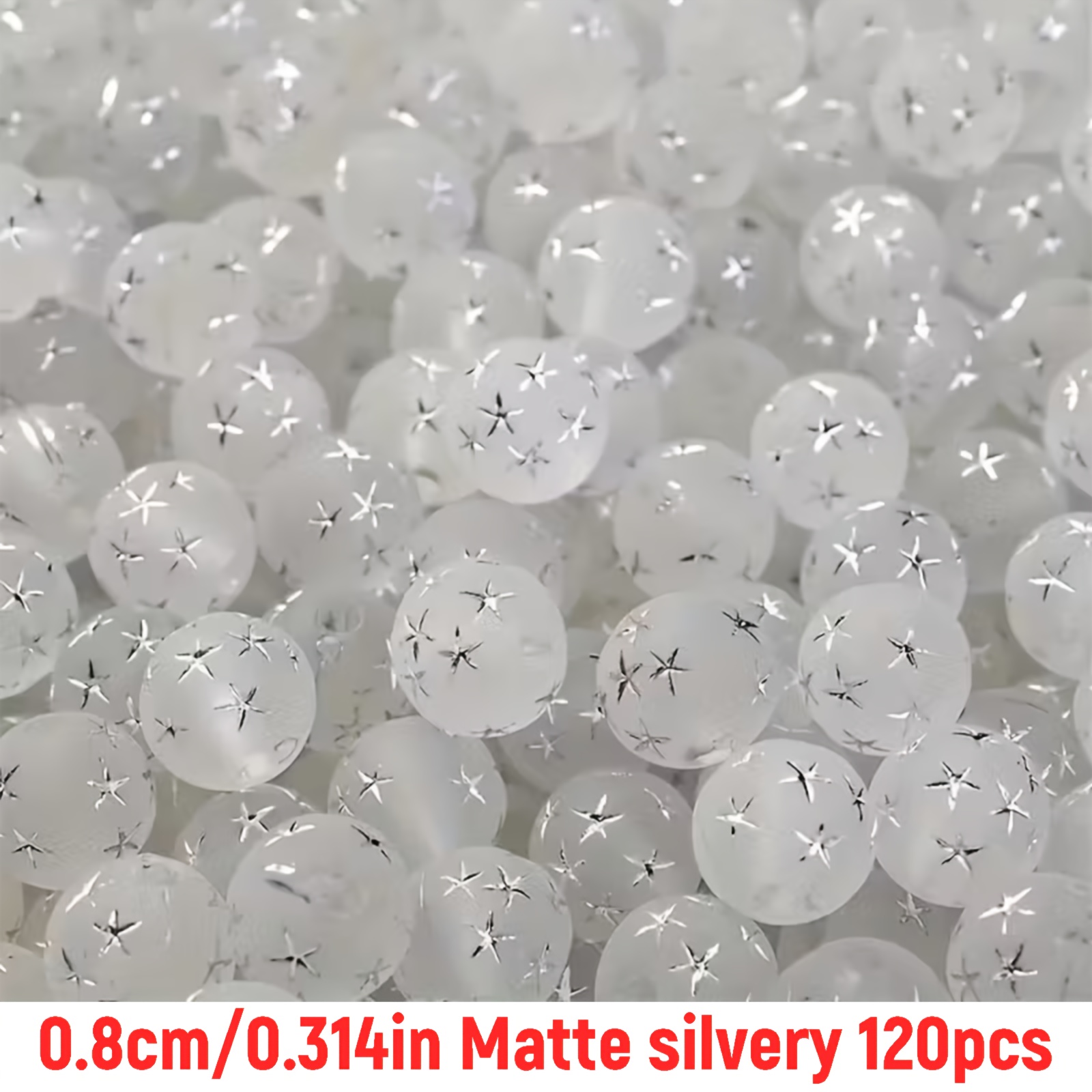 TEMU 120pcs 8mm Acrylic Frosted Golden And Silvery Round Star Beads For Makingbracelet Necklace Materials
