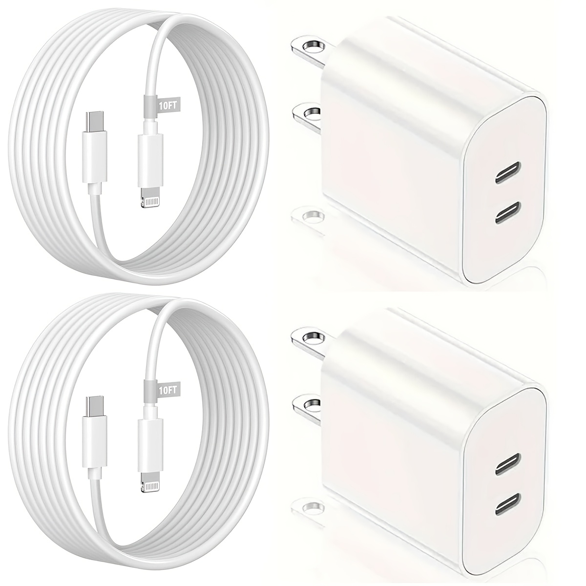 

For Iphone Fast Charger, Fast Charging Iphone Dual Port Pd C Type Wall Charger Fast Charging Adapter 10 Ft Usb-c Lightning Cable Charger For Iphone 14/13/12/pro/max/11/xr/x/ 8/se/ipad