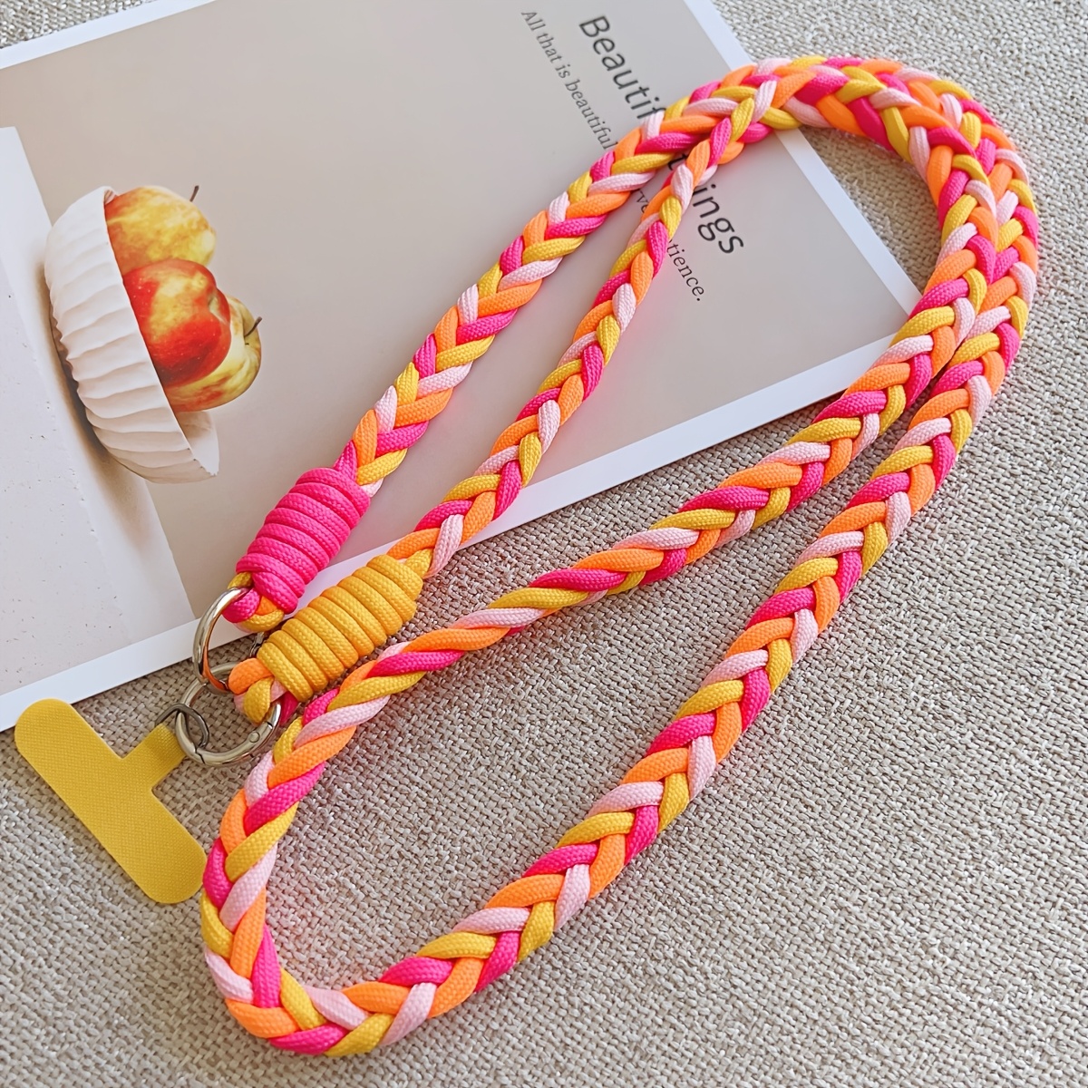 TEMU Colorblock Dopamine Long Mobile Phone Lanyard Diagonal Shoulder Strap Adjustable Neck Strap Mobile Phone Case Phone Cover Summer Anti-loss