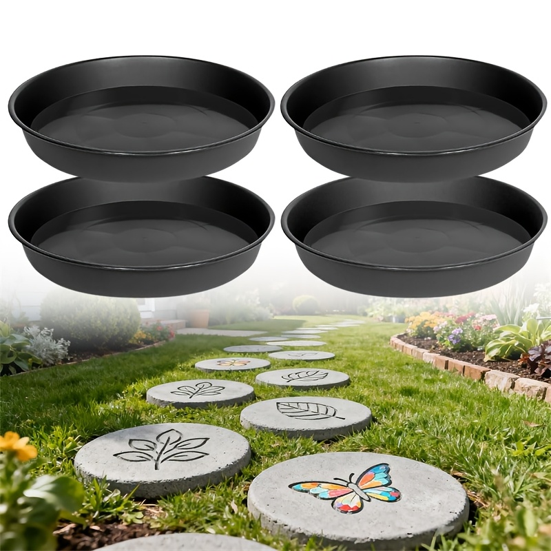 TEMU 4pcs Stepping Stone Molds, Round Plastic Paver Molds For Concrete, Reusable Form For Paving Garden Path, Walkway, Patio, Outdoor Landscaping