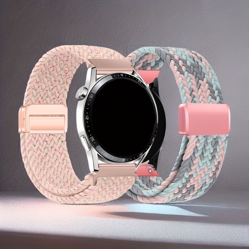 E-shop 2 gewebte elastische Uhrenarmbänder, kompatibel mit Huawei Watch Gt2/2E/46mm/Gt3 42mm/46mm/Gt4 41mm/46mm/Gt5 46mm Neue GT 6 41mm/Gt 6/6Pro 46mm