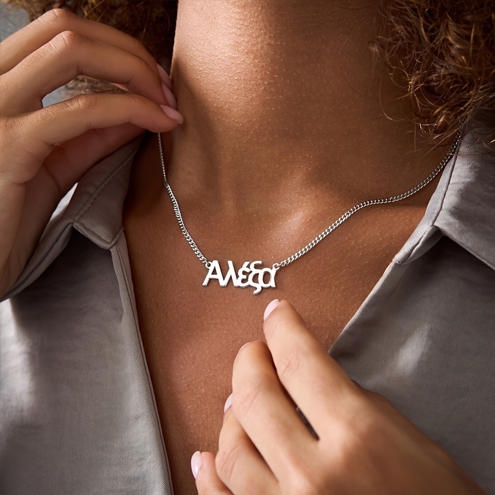 TEMU Collana Personalizzata in Acciaio Inossidabile con 1-2 Nomi, Due Stili Disponibili, Pendente con in Carattere , Personalizzato, Regalo Mitologia