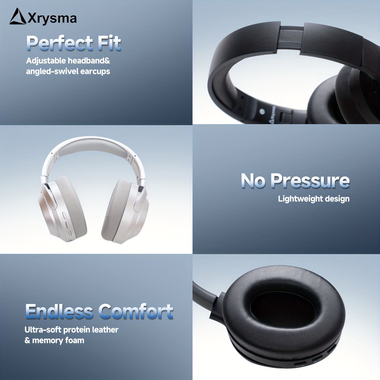 Xrysma Active Noise Cancellation Wireless Headphones, Hi-Res Audio Wireless 5.3 Headset With 35H Playtime, Multipoint Connection For Home, Office, Travel