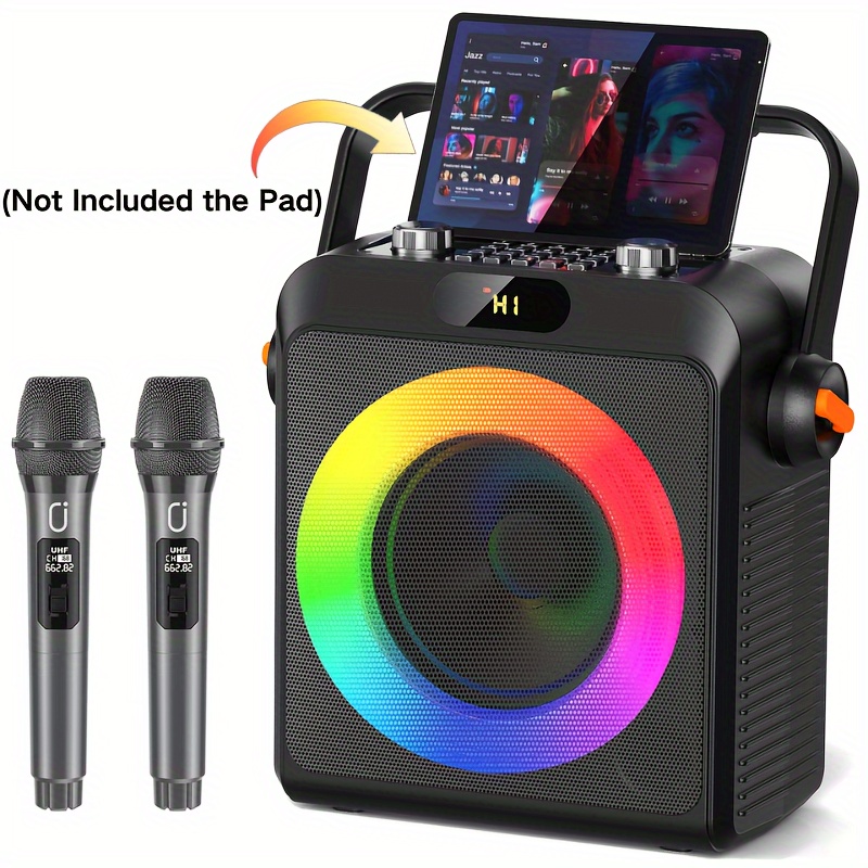 

T19-t Karaoke Speaker With 2 Microphones, Karaoke Machine For Adult, Wireless Speaker With Karaoke , Home Speaker With Rgb Light, Live Streaming