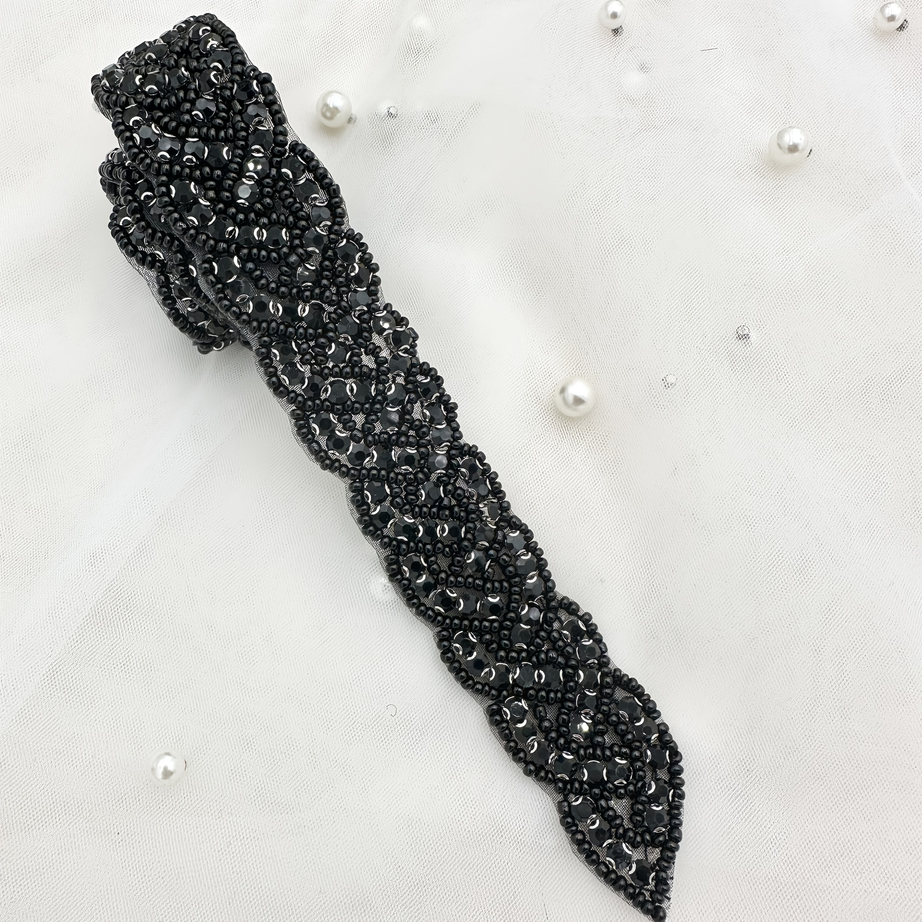 Amsoil Handcrafted Beaded Glass Rhinestone Applique, Wheat Ear Shape Adhesive Patch For Diy Dance Costume Decoration Accessories
