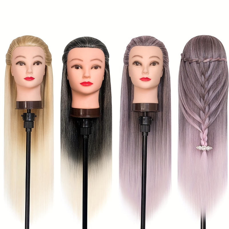 

28-inch Mannequin Head With Multicolored Synthetic Hair - Includes Free Clamp & Braiding Set For Hairdressing Practice