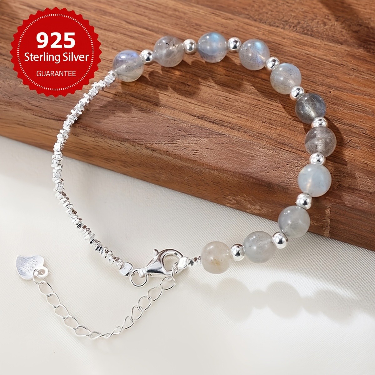 Women's S925 Sterling Silver Beaded Bracelet - Elegant Valentine's Gift