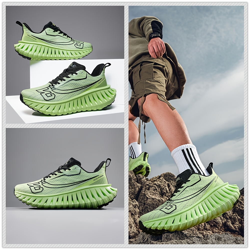 Men's Breathable Running Shoes with Carbon Board Technology & Cushioned EVA Sole - Sneakers Suitable for Gym, Jogging, Marathon - Slip-Resistant Training Shoes for All-Terrain Grip, Workout Sneakers