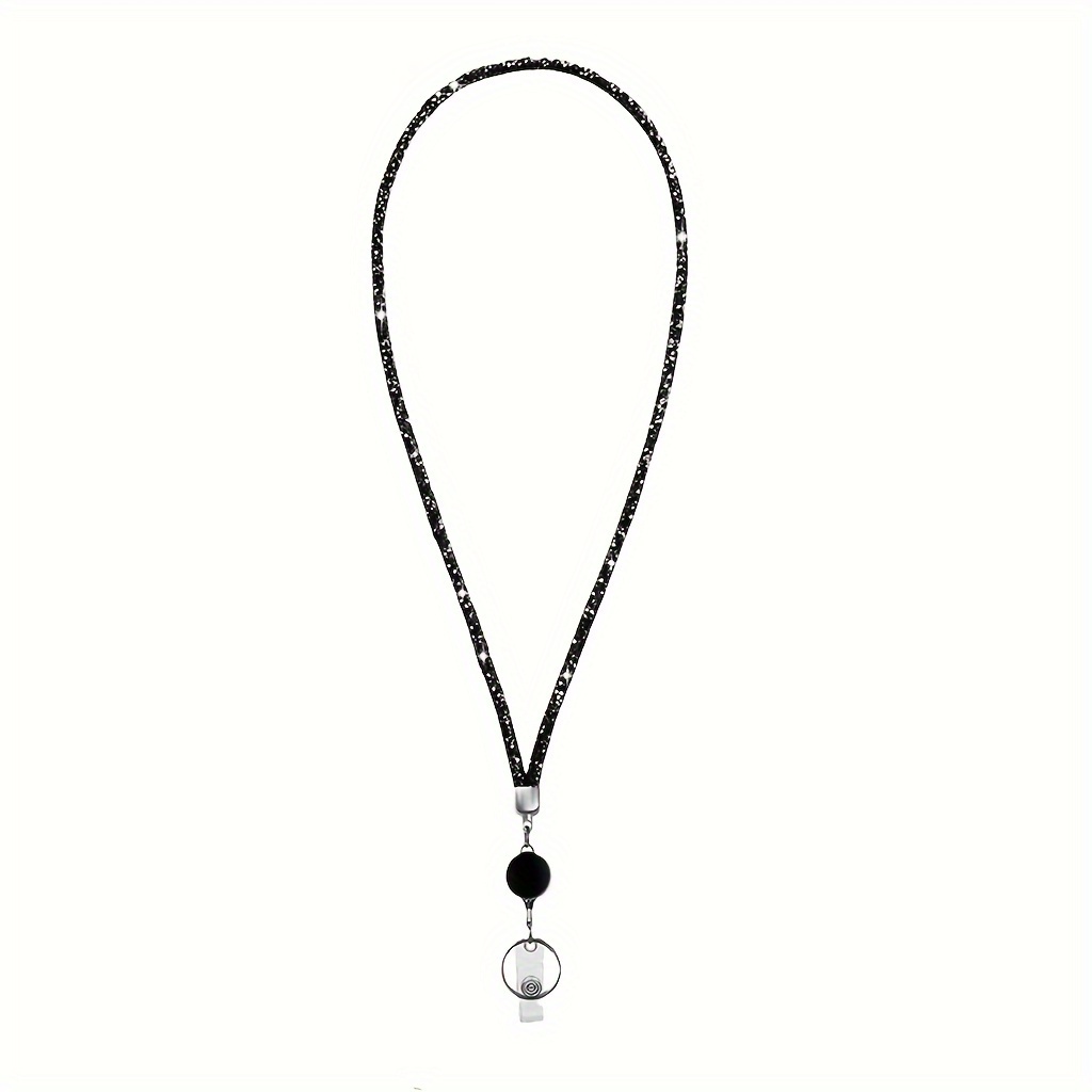 Image of 2d 1 Set Of Id Lanyard, Shiny Badge Lanyard With Id Clip, Retractable Crystal Teacher Lanyard, Cruise Lanyard, From 3.74in*2.56in