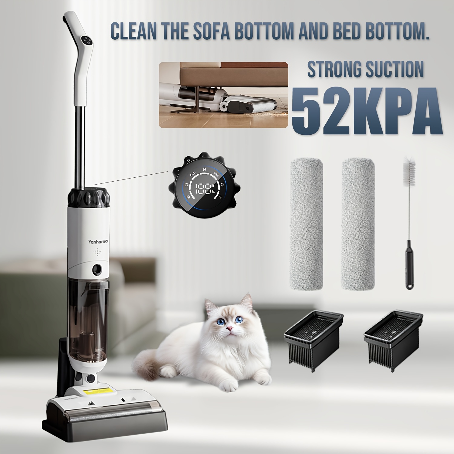 -one Wet And Dry Floor Cleaner With 52kpa Strong Suction High Power Easily Handles Pet Hair, Stains, And Wet And Dry Garbage