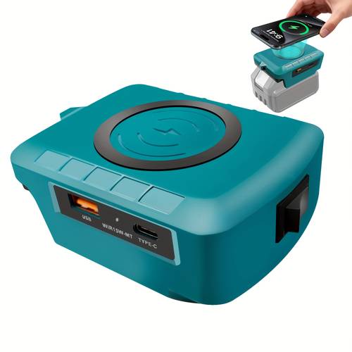 wireless charger for makita 18v batteries fast charge adapter dock with type c usb ports on off switch for 48 11 1815 1850 1820 charging station for makita power tools
