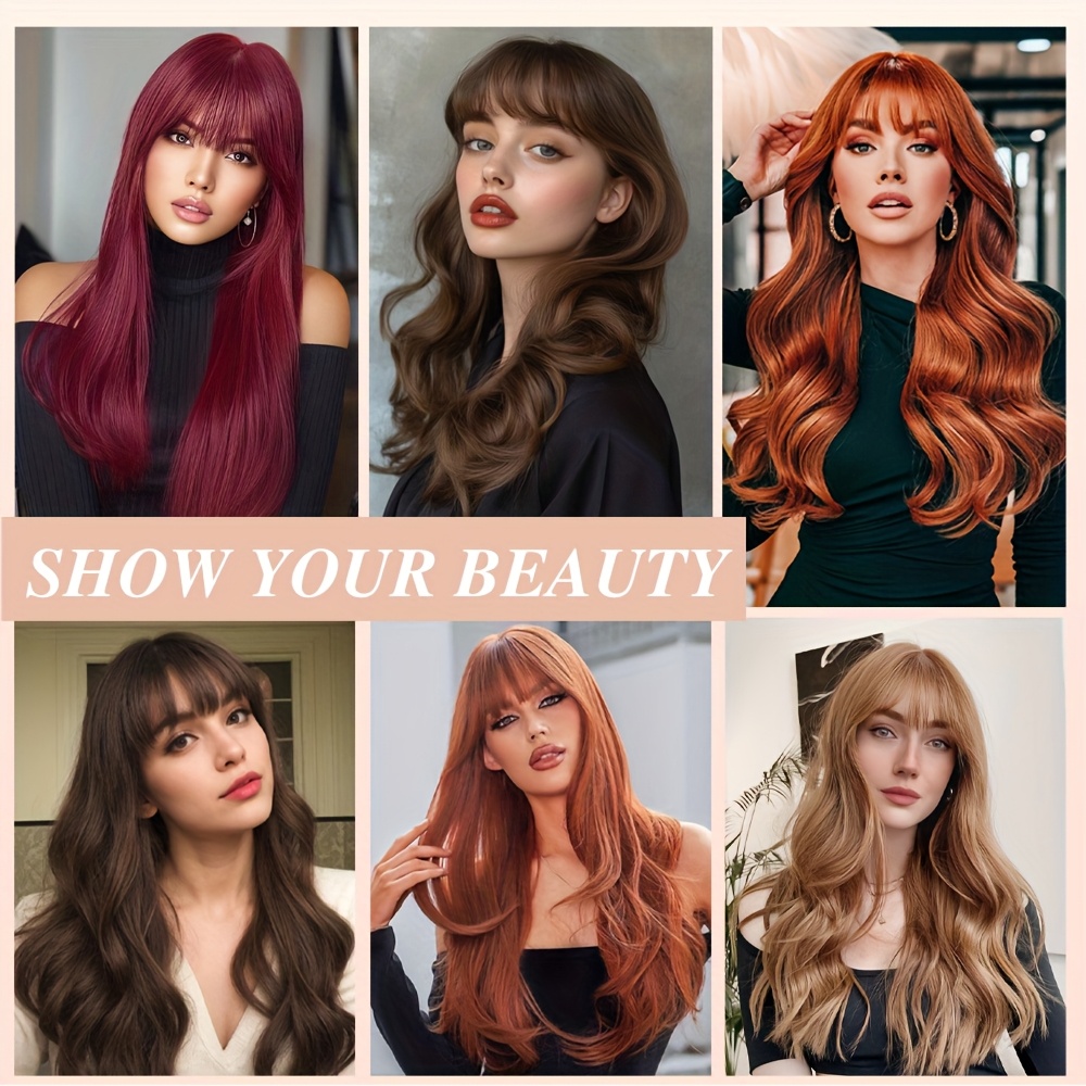   clip in bangs natural looking wispy human hair fringe with tempered hairpieces for women orange color straight style for daily wear elegant hairpiece daily wear hairpiece sleek hairpiece   hairpiece details 0