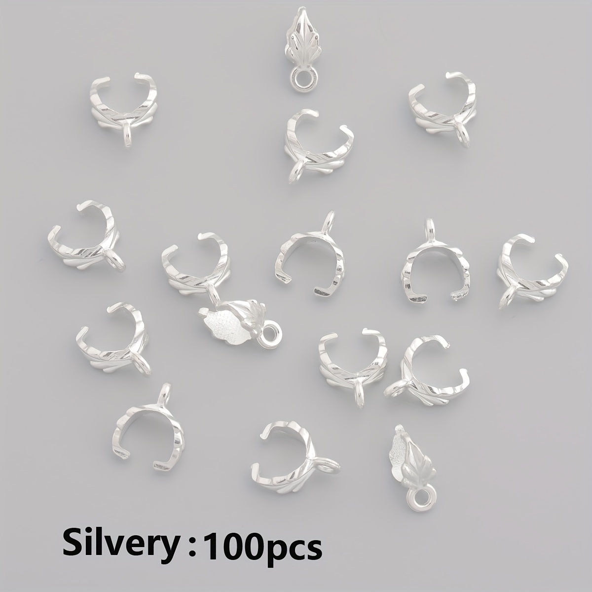 TEMU 200pcs/100pcs Pack Alloy Leaf Clasps For Making, Fashion Pendant Bail Connectors, Necklace Bracelet Accessories, Craft Supplies, Zinc Alloy Jewelry Findings - No Mosaic Material