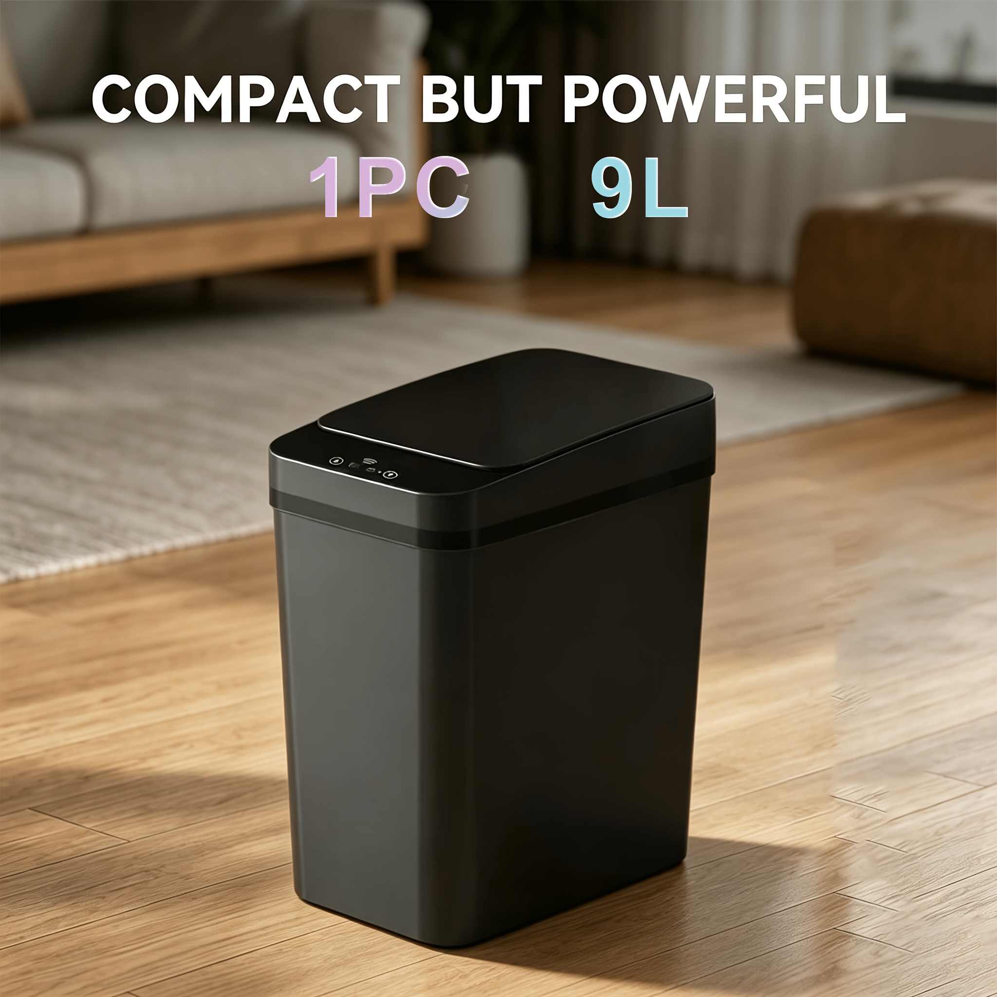 TEMU 9-liter/14-liter Automatic Smart Trash Can, Automatic Open-close Electronic Wastebasket/public Bin/storage Box, Multifunctional With 3 Opening -