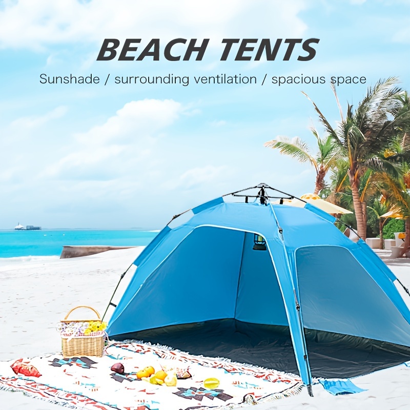 

Instant Beach Tent For 3-4 Person Fully Automatic Quick Opening Tent, Waterproof Portable Tent For Outdoor Camping