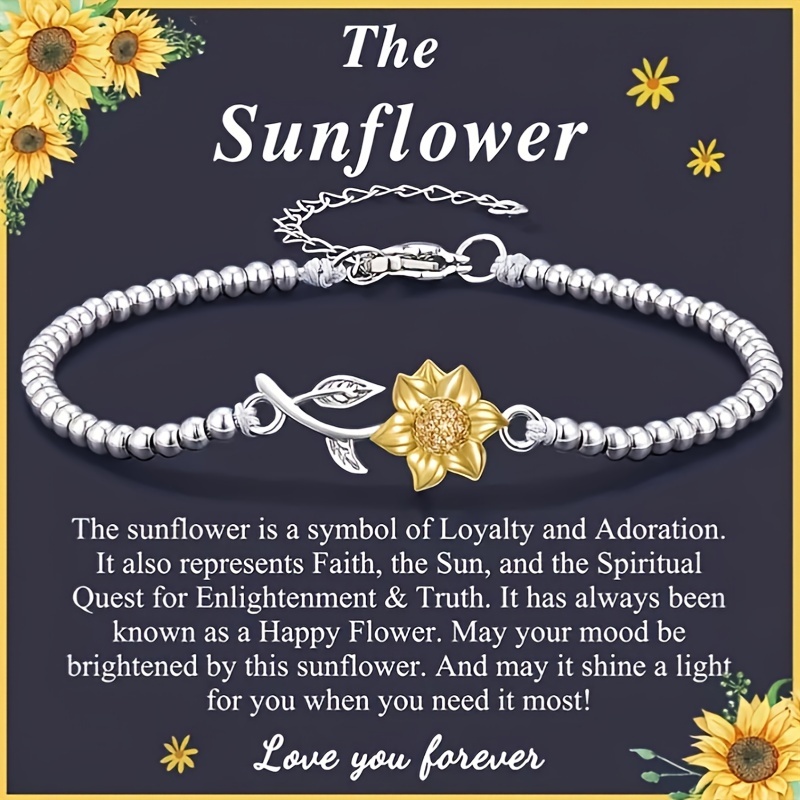 

A Stylish Silvery Sunflower Bracelet, And Fashionable, Perfect For Day Gift For Mom, Jewelry Accessory.