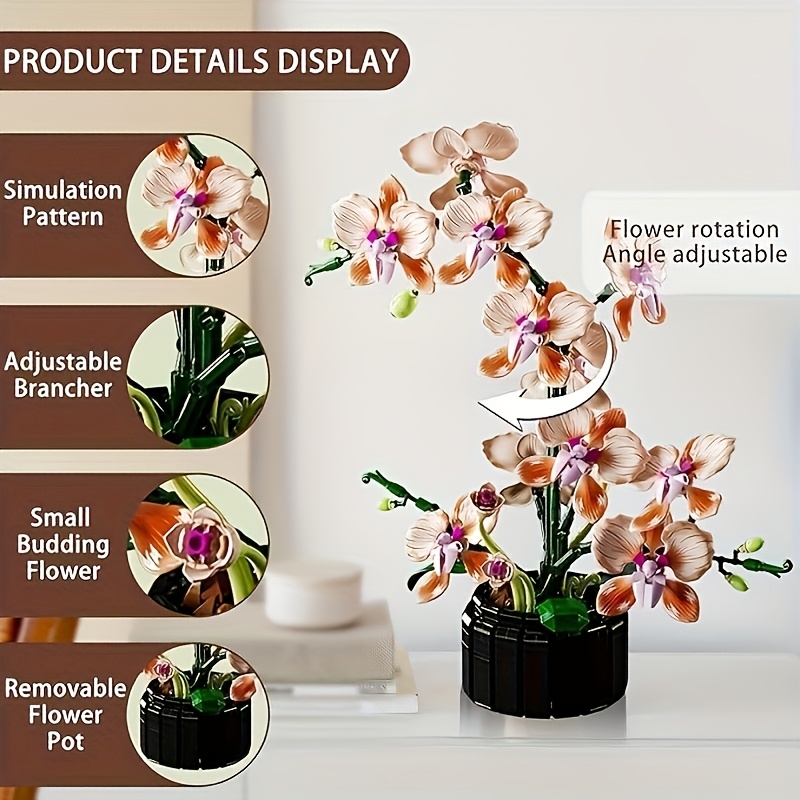 Home Desktop Ornament, Champagne Orchid Puzzle Blocks