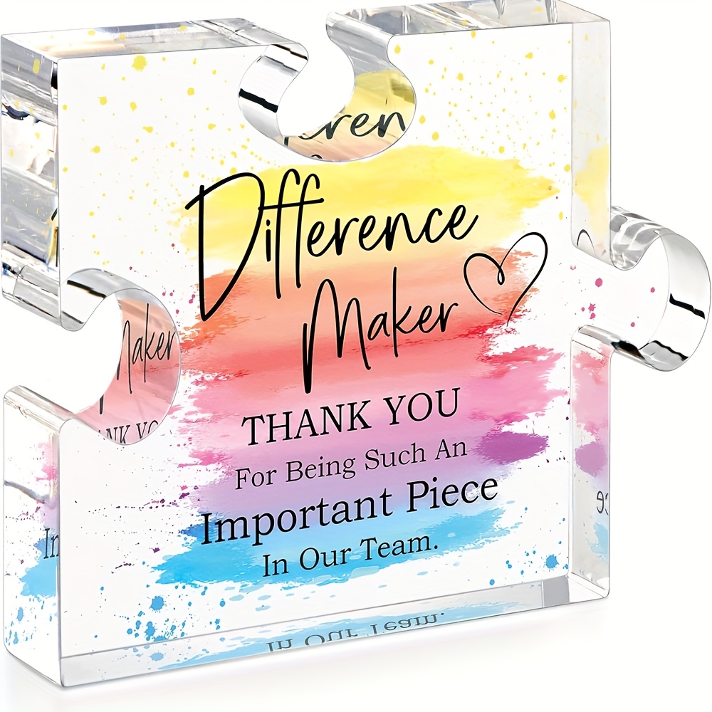 TEMU 2d Flat, Difference Maker Acrylic Puzzle Trophy - Retro Style Irregular-shaped Desk Award For Executives, , Employees, Teachers, Mentor - Office