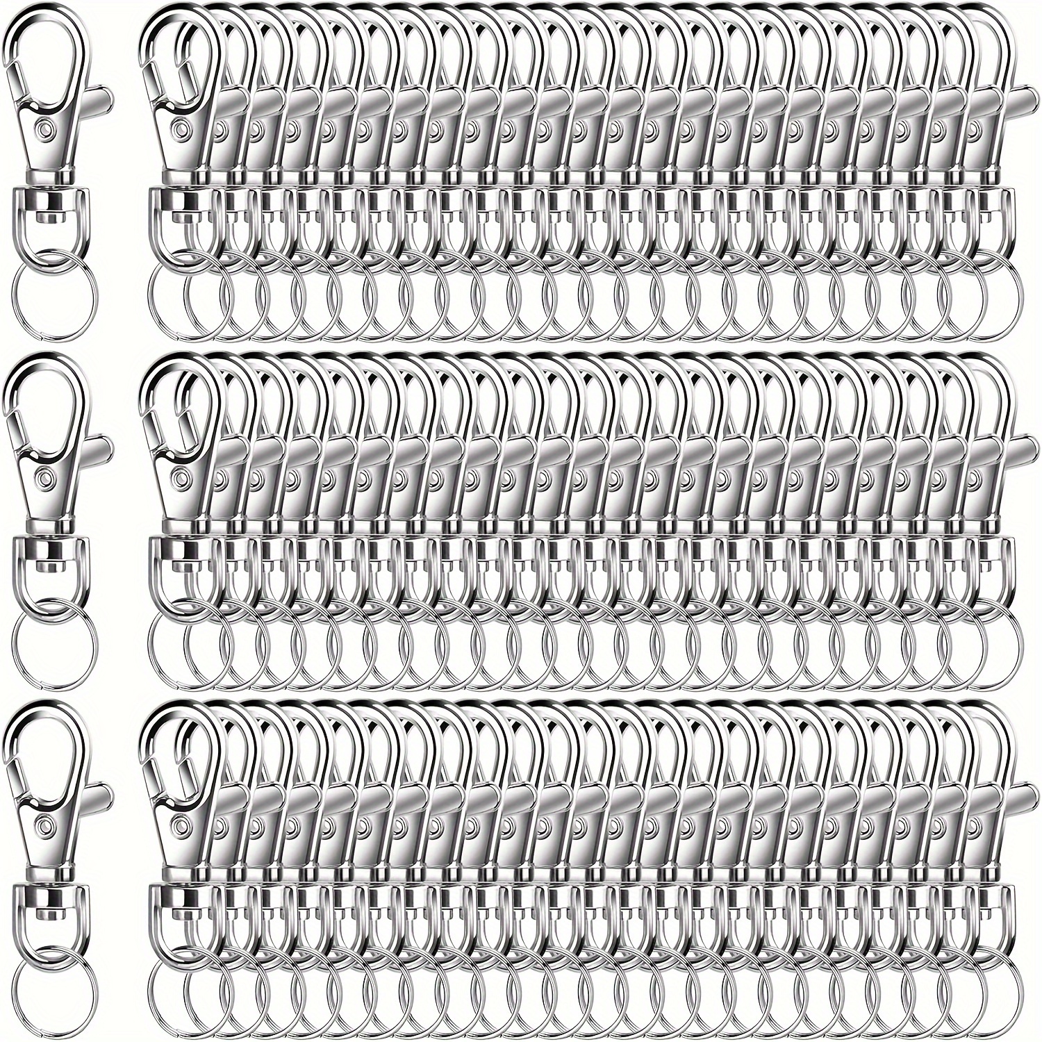 

240pcs Iron Rotating Key Rings With Lobster Clasps, Assorted Sizes, Diy Craft Keychain Set For Object Hanging, Jewelry Making, Party Favors