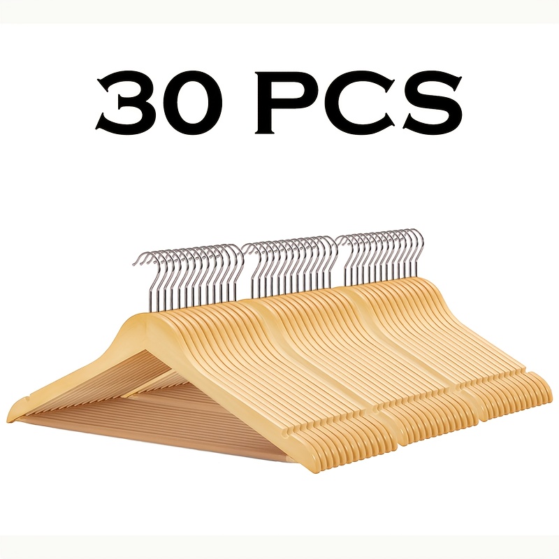 30 20 10pcs solid wood hangers heavy duty for clothes shirts pants suits natural and thick wardrobe organizer essential for closets     necessities professional closet