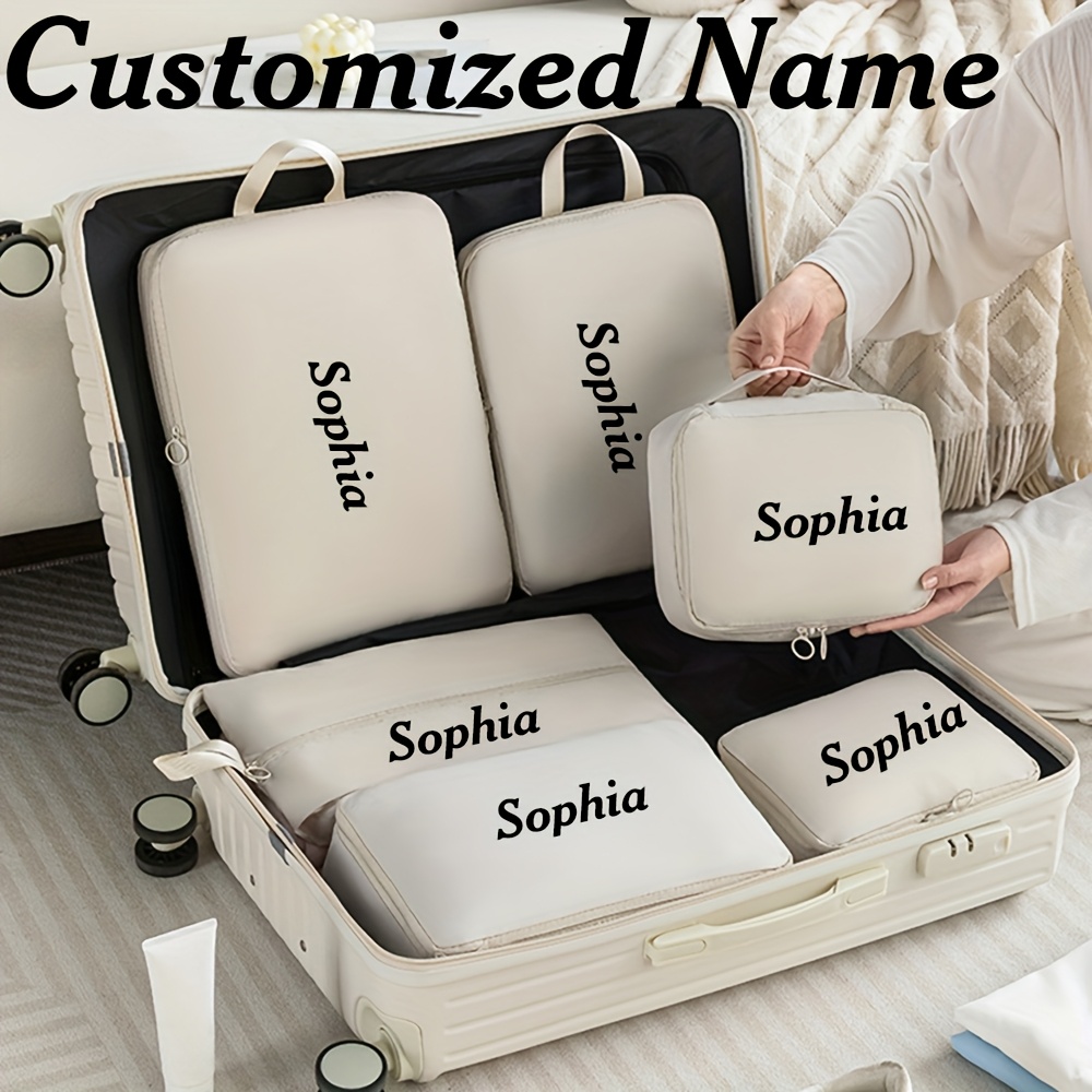 E-shop 6-teiliges Namenspersonalisierungs-Reise-Aufbewahrungstaschen-Set, Kulturtasche, Kosmetik-Organizer, Handtasche, Kleidung, Schuhe,