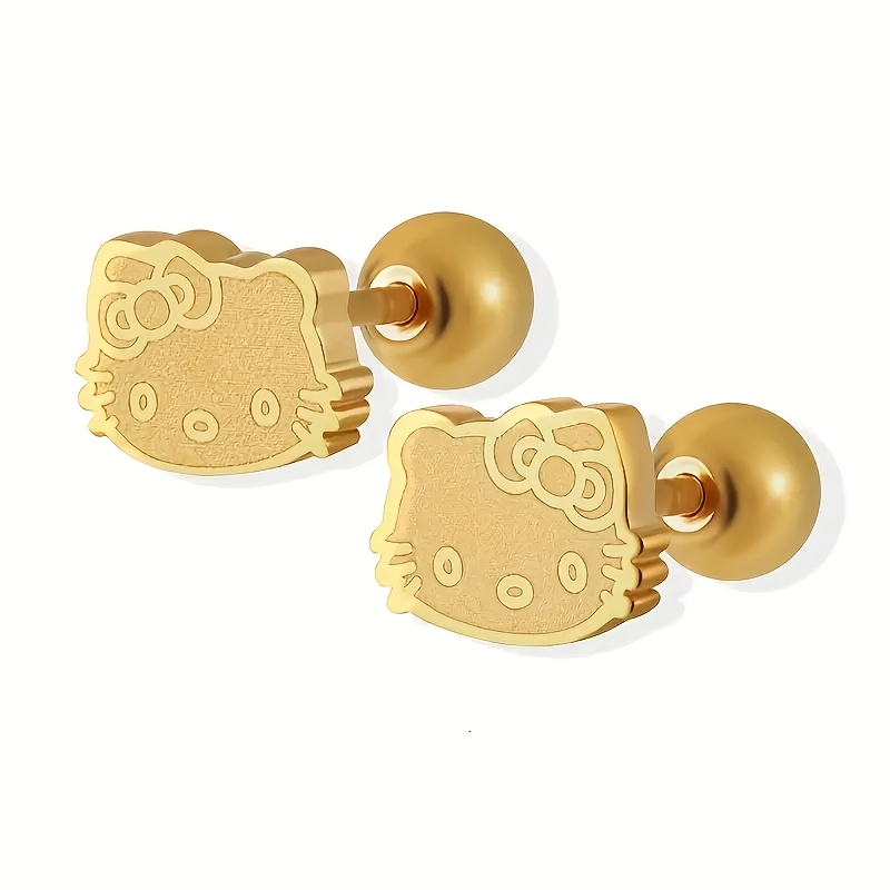 

[1 Pair Hello Kitty Alloy Stud Earrings] 1 Pair Hello Kitty Alloy Stud Earrings, , Fashion Jewelry For And Parties, Ideal Student Prize And Birthday Gift