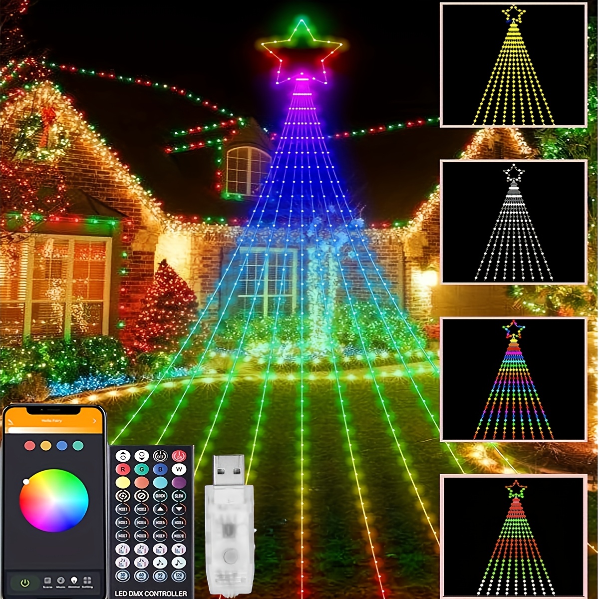 

11.8ft Christmas Tree - 350leds String , 210 Rgb , App , Rgb , , Usb For , , , , , , Christmas, Halloween Decorations