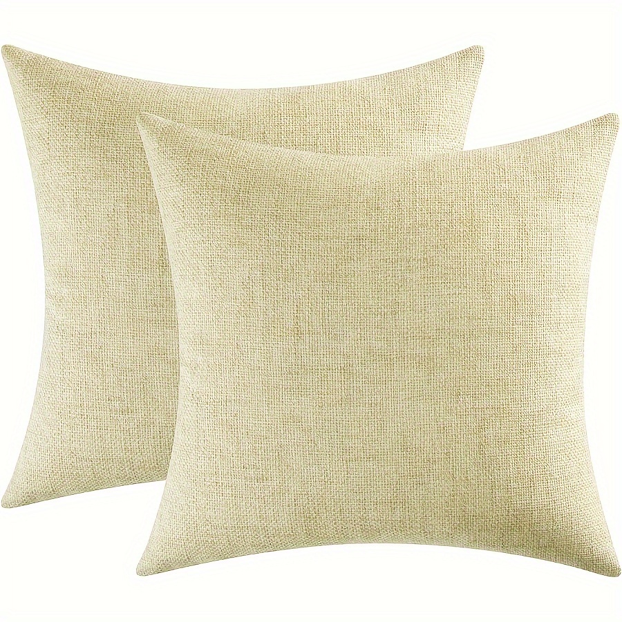 

2-pack Linen Throw Pillow Covers 18x18 Inch - Contemporary Square Woven Decorative Cushion Cases With Zipper For Sofa, Couch, And Various Room Types - Machine Washable, Rustic Home Decor