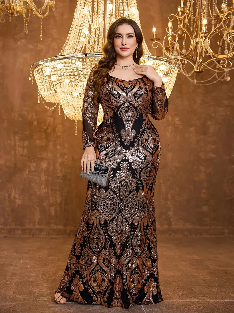 plus size evening dress pattern Adrianna Papell Beaded Floral Godet Gown