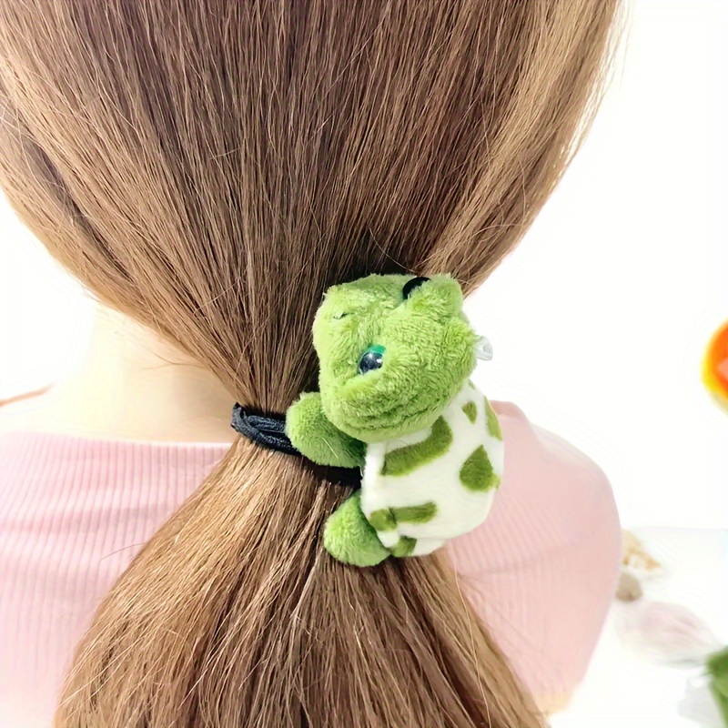 

2 Pcs Cute Animal Plush Turtle Hair Ties - High Ponytail Hair Accessories - Animal Print - Suitable For Ages 14 And Up - Set