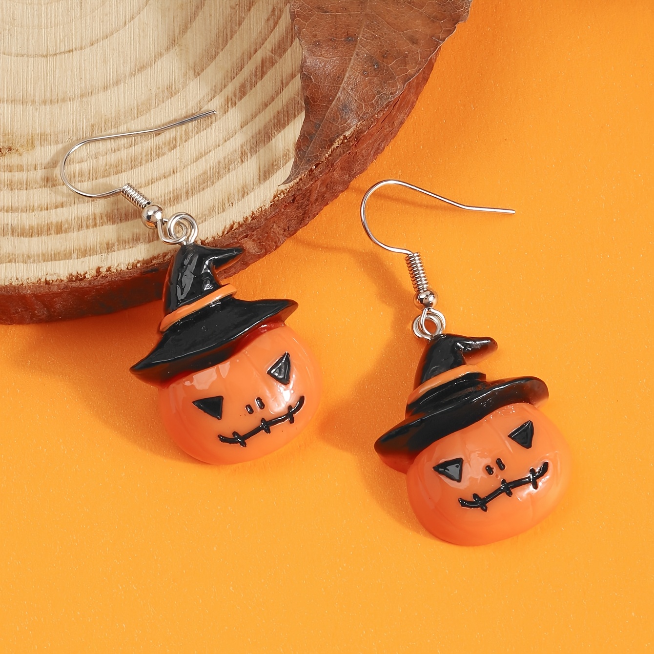 Whimsical Pumpkin Acrylic Earrings, Cartoon Style