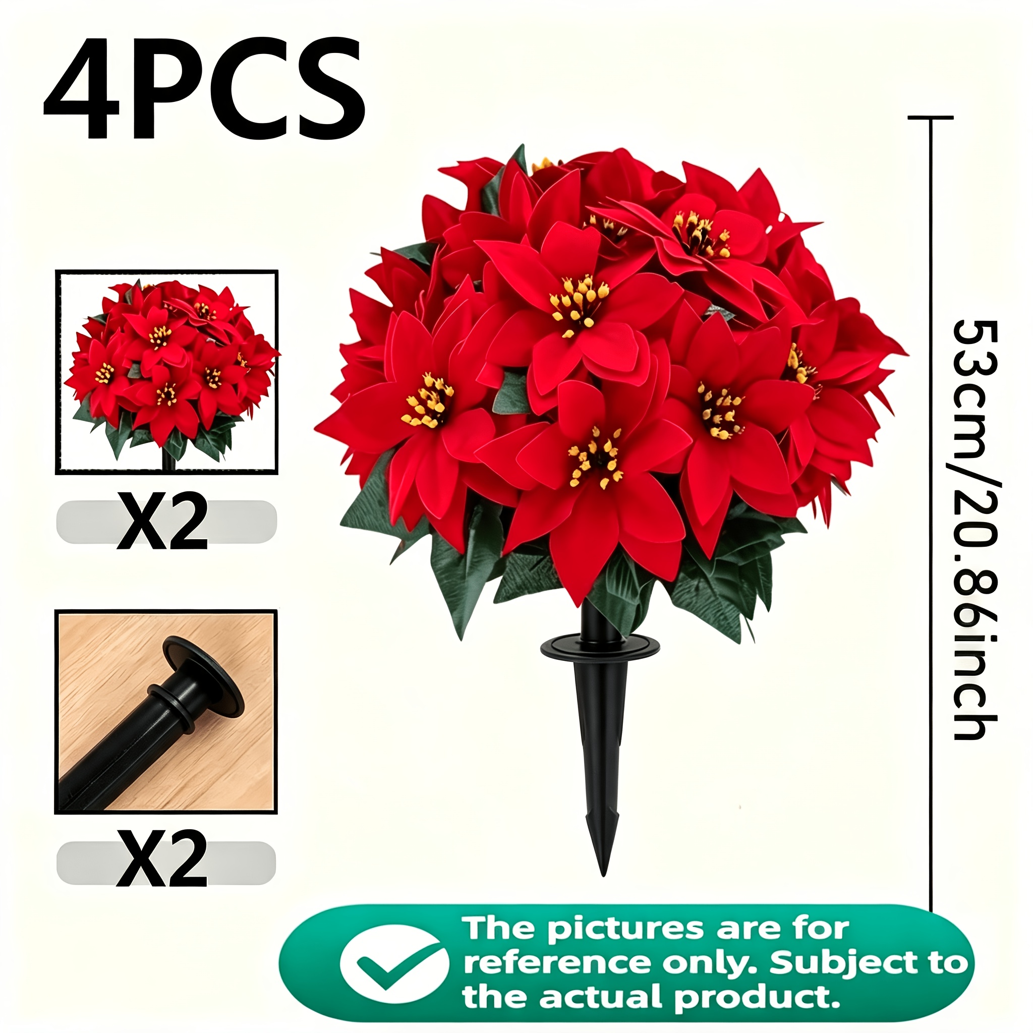 TEMU 4pcs Set Of Artificial Ground Flowers, Vibrant And , With Color Stability Resistant To Sunlight. Artificial Plants Are Versatile And Practical,