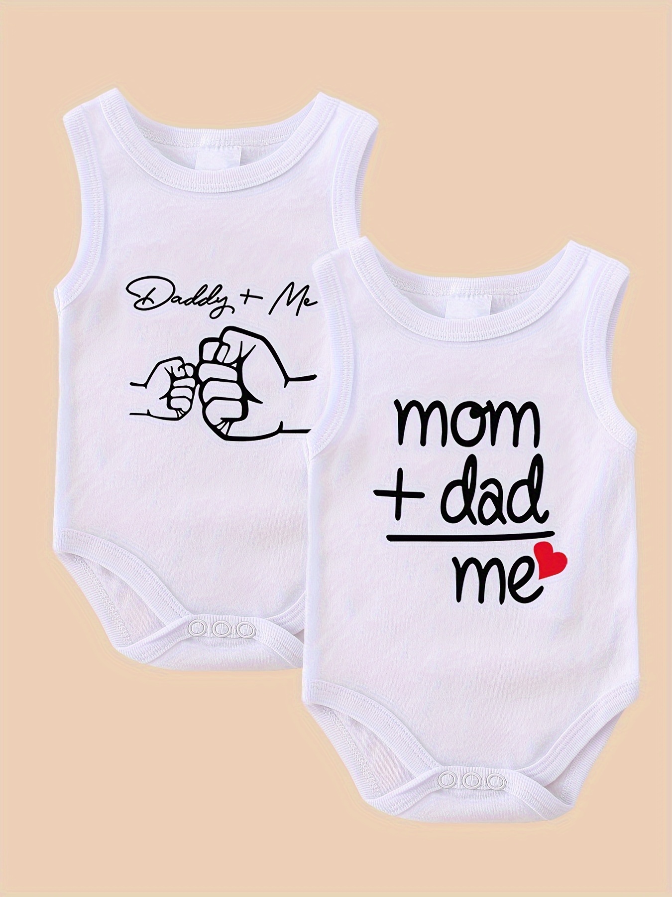 unisex baby sleeveless bodysuits love dad mom