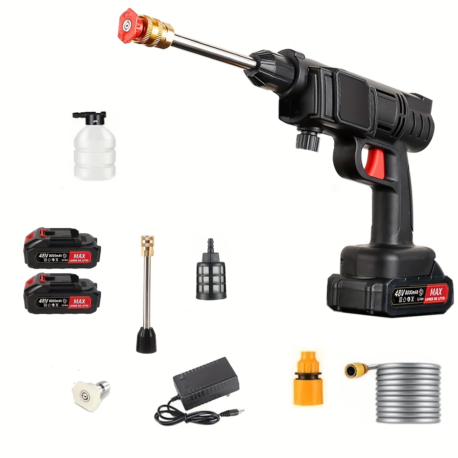 TEMU High Pressure Washer, Cordless High Pressure Car Washer With Dual Batteries For Cleaning Cars/fences/,