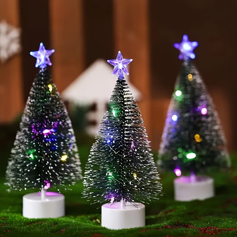 led lit artificial green christmas tree with snowflake accents battery operated   indoor home office holiday decor 6