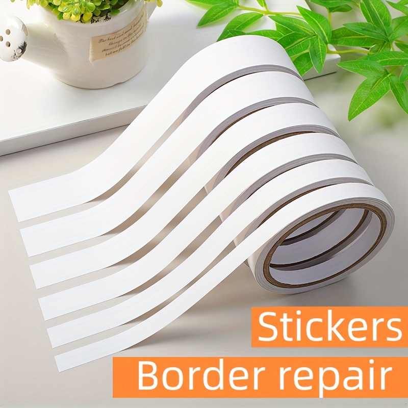 

Contemporary Self-adhesive Ivory White Wall Border Sticker, Pvc Edge Repair Decoration Strip For Ceiling And Wall Corners, Pure Color Wrapping Tape