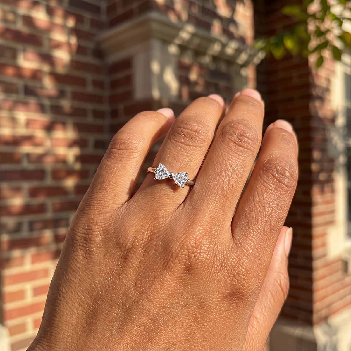Women's Luxury Triangle Bow Promise Ring, Wedding Gift