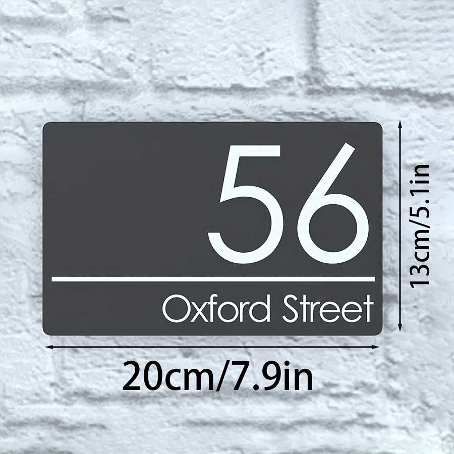 TEMU 1pc Custom Acrylic House Sign - Modern House Address Plate, Street Name/commercial Display, House Sign Outdoor House Number Door Panel Number,