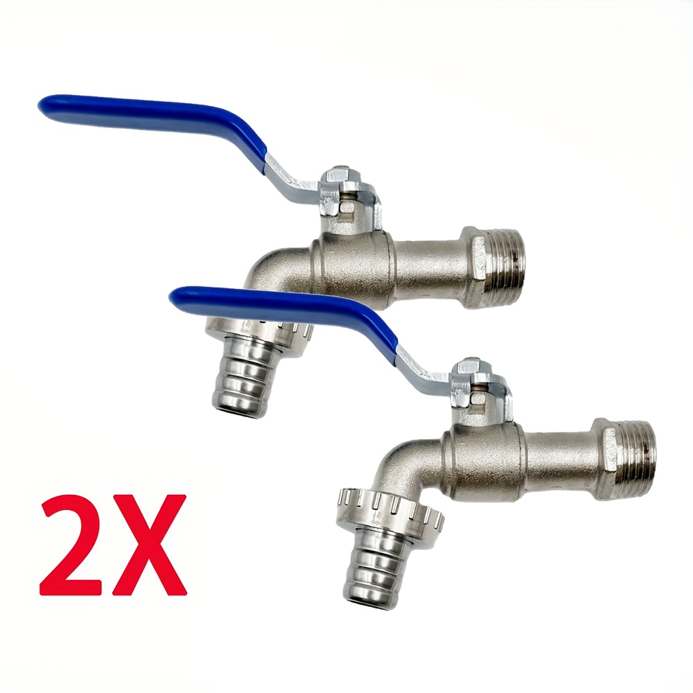 Image of 2x 1/2" Bsp Handle Garden Hose Tap Valve With Blue Handle - Durable Metal Ball Valve For Outdoor Use, Eu , Lawn Care And Garden Irrigation Design, Garden Hose Tap, Sturdy Construction