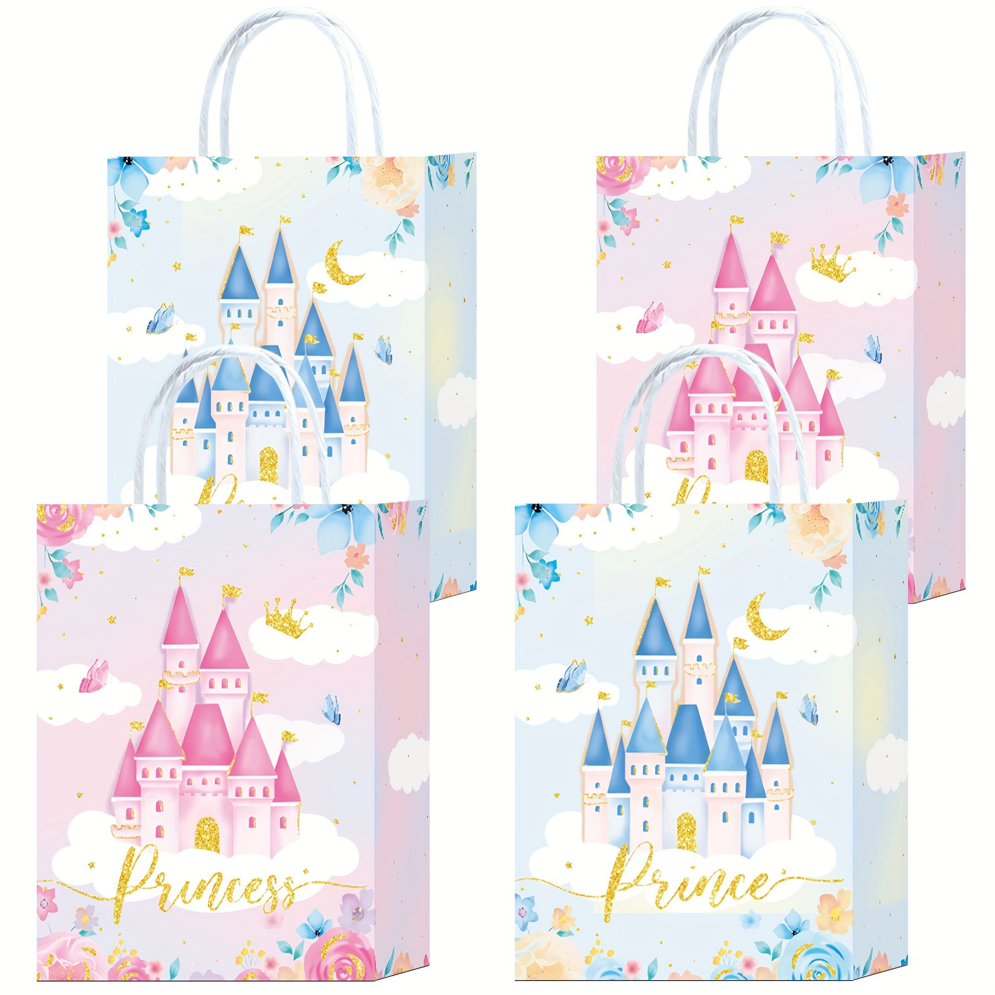 

8 Pcs. Castle Party Gift Bags With Handles - Perfect For Weddings, Birthday Parties, Anniversaries & More - Paper Material